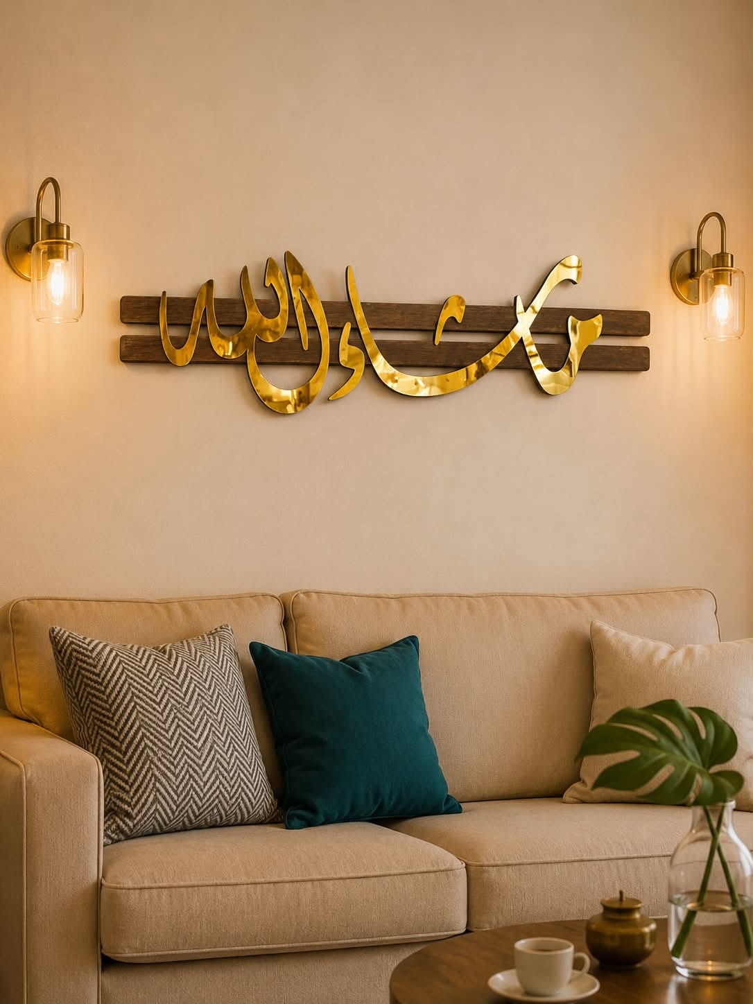 تابلوه ما شاء الله بارزة اكريلك ذهبى (T-1013)