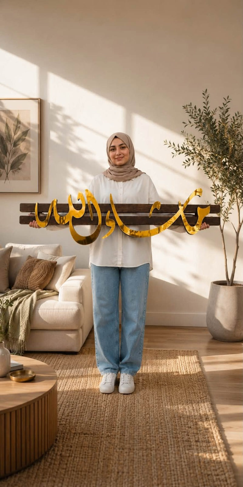 تابلوه ما شاء الله بارزة اكريلك ذهبى (T-1013)